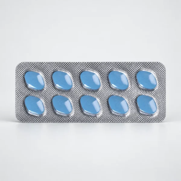 Cenforce 100 mg sildenafil, blisterstrip met tien blauwe tabletten
