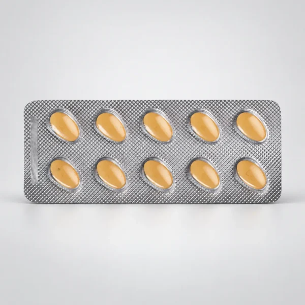 Vidalista 20 mg tadalafil, blisterstrip met tien ovale tabletten