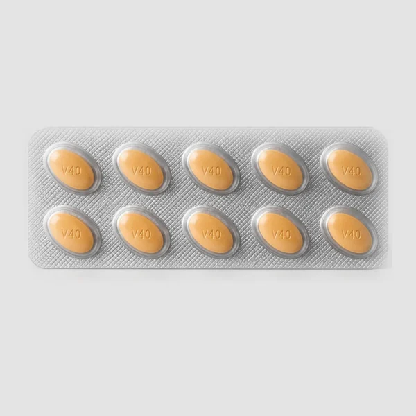 Vidalista 40 mg tadalafil, blisterstrip met tien ovale tabletten